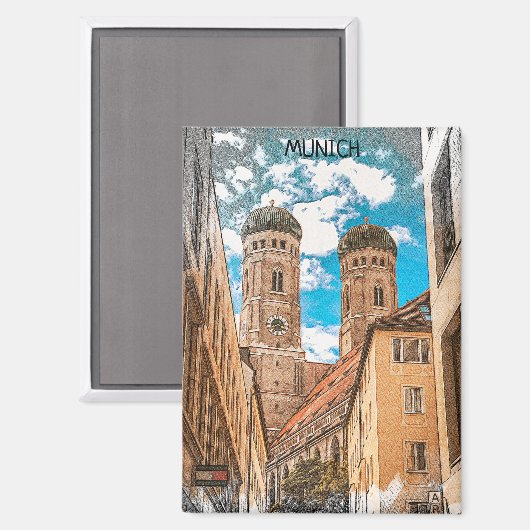 Bunte München Deutschland Frauenkirche Magnet (Vorderseite/Rückseite)