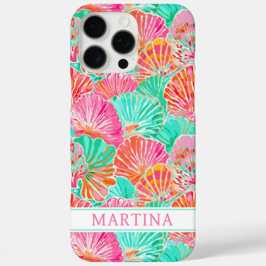 Bunte Muscheln Monogramm Case-Mate iPhone Hülle (Rückseite)