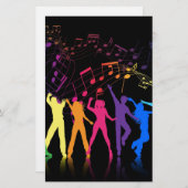 Bunte musikalische Anmerkungen und Tänzer Briefpapier (Vorne/Hinten)