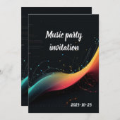 bunte Musikmelodie Einladung (Vorne/Hinten)