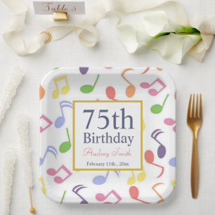 bunte Musiknote Musiker Geburtstag Pappteller