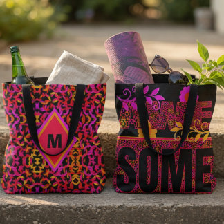 Bunte Mustertasche mit dem Text Awesome Tasche