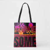Bunte Mustertasche mit dem Text Awesome Tasche (Vorderseite)