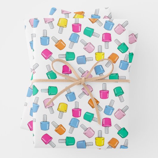 Bunte Nagel polnische Schönheit Geburtstag Kosmeto Geschenkpapier Set (Beispiel)