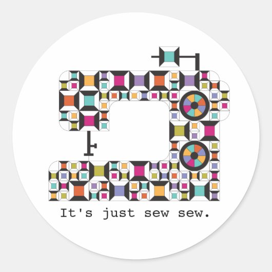 Bunte Nähmaschine-Steppdecken-Muster-Aufkleber Runder Aufkleber (Vorderseite)