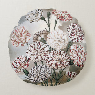 Bunte Nelken mit grauem Himmel im Vintage-Stil Rundes Kissen