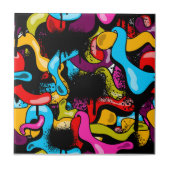 Bunte Neon-Graffiti-Hip-Hop-Strassenkunst Fliese (Vorderseite)