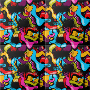 Bunte Neon-Graffiti-Hip-Hop-Strassenkunst Fliese