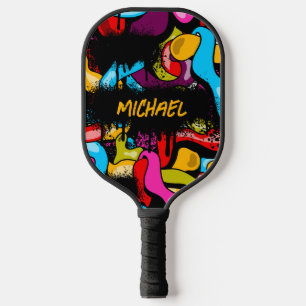 Bunte Neon-Graffiti-Hip-Hop-Strassenkunst Pickleball Schläger