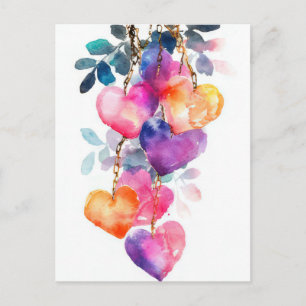 Bunte Neon-Herzen Valentinsgruß Postkarte