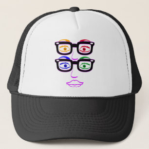 Bunte Nerd-Vier-Augen Truckerkappe
