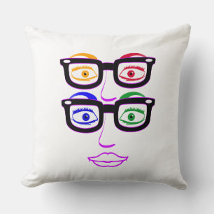 Bunte Nerdy vier Augen Kissen