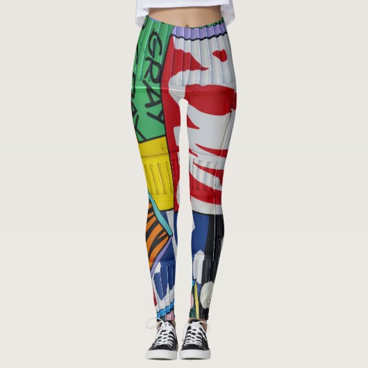 BUNTE NYC GRAFFITI-KRIEGSGEFANGEN-LEGGINGS LEGGINGS (Vorderseite)