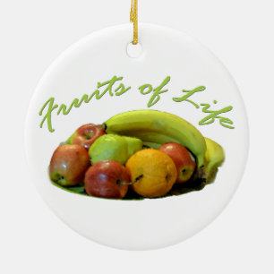 Bunte Obstschale, Orange, Apfel, Birne, Keramikornament