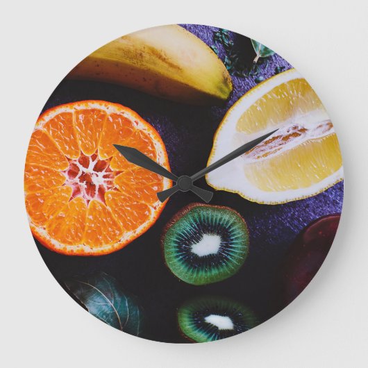 bunte Obstsorten Große Wanduhr (Vorderseite)
