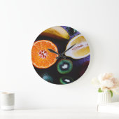 bunte Obstsorten Große Wanduhr (Zuhause)
