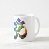 Bunte OM-Yoga-Symbole Kaffeetasse (VorderseiteRechts)