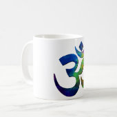 Bunte OM-Yoga-Symbole Kaffeetasse (Vorderseite Links)