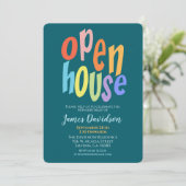 Bunte Open-House-Party Modern Einladung (Stehend Vorderseite)