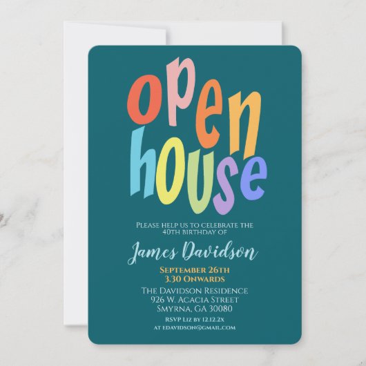 Bunte Open-House-Party Modern Einladung (Vorderseite)
