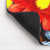 Bunte orange Rot blaue Gerber Gänseblümchen-Blumen Mousepad (Ecke)
