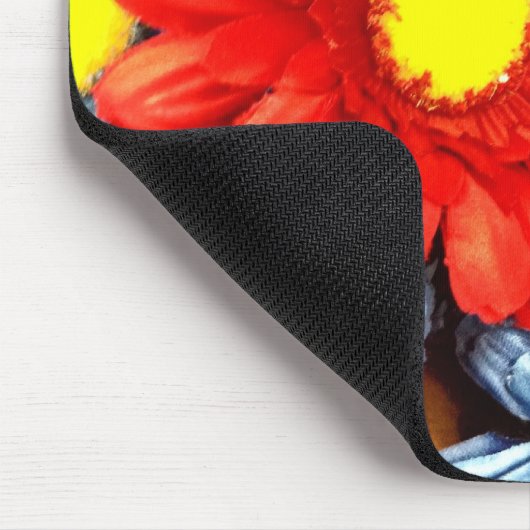 Bunte orange Rot blaue Gerber Gänseblümchen-Blumen Mousepad (Ecke)