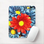 Bunte orange Rot blaue Gerber Gänseblümchen-Blumen Mousepad (Mit Mouse)