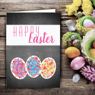 Bunte Oster-Eier Tafel Happy Easter Feiertagskarte