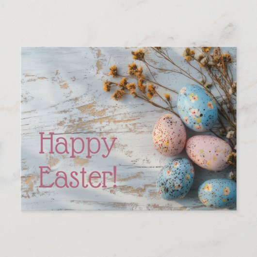 Bunte Oster Postkarte mit Ostereiern (Vorderseite)