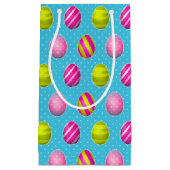 Bunte Ostereier auf Polka Dot Hintergrund Kleine Geschenktüte (Vorderseite)