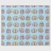 Bunte Ostereier. Blue Background. Geschenkpapier (Flach)