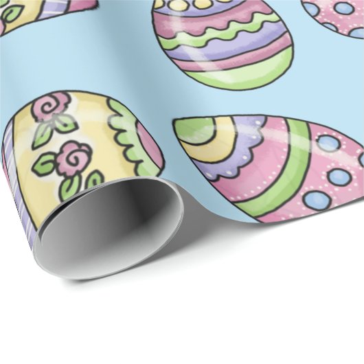 Bunte Ostereier. Blue Background. Geschenkpapier (Rolleneckpunkt)