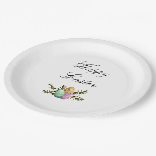 Bunte Ostereier Botanische Vegetation Pappteller (Schrägansicht)