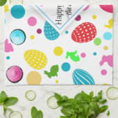 Bunte Ostereier, Bunni, Kupkakes, Monogramm Küchentuch (Gefaltet)