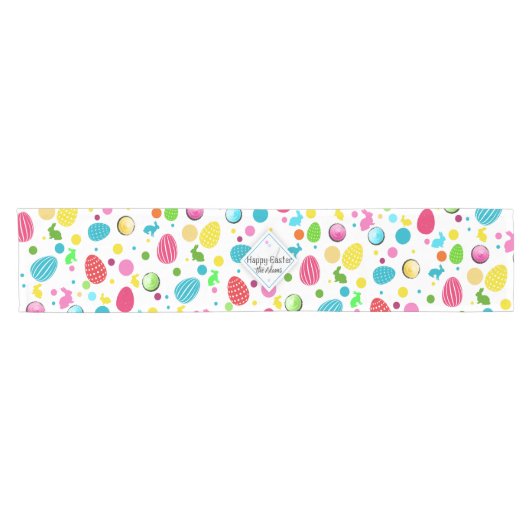 Bunte Ostereier, Bunni, Kupkakes, Monogramm Kurzer Tischläufer (Horizontal)