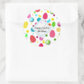 Bunte Ostereier, Bunni, Kupkakes, Monogramm Runder Aufkleber (Tasche)