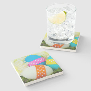 Bunte Ostereier, glückliche Ostern, Urlaub Steinuntersetzer