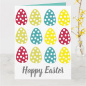 Bunte Ostereier Happy Ostergruss Karte (Gelbe Blume)