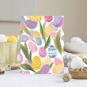 Bunte Ostereier Hübsche Aquarellfarbe gestrichen Postkarte