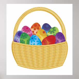 Bunte Ostereier im Korb-Plakat Poster