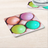 Bunte Ostereier in Karton Rechteckiger Pappuntersetzer (angewinkelt)