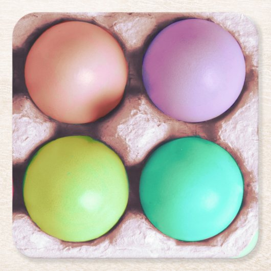 Bunte Ostereier in Karton Rechteckiger Pappuntersetzer (Vorderseite)