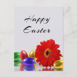 Bunte Ostereier mit Gerbera Holiday Po Feiertagspostkarte