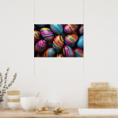 Bunte Ostereier mit Wirblen Streifen Poster (Küche)