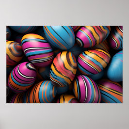 Bunte Ostereier mit Wirblen Streifen Poster