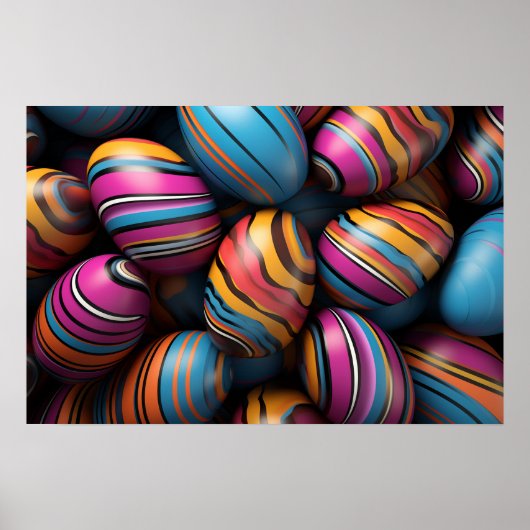 Bunte Ostereier mit Wirblen Streifen Poster (Vorne)