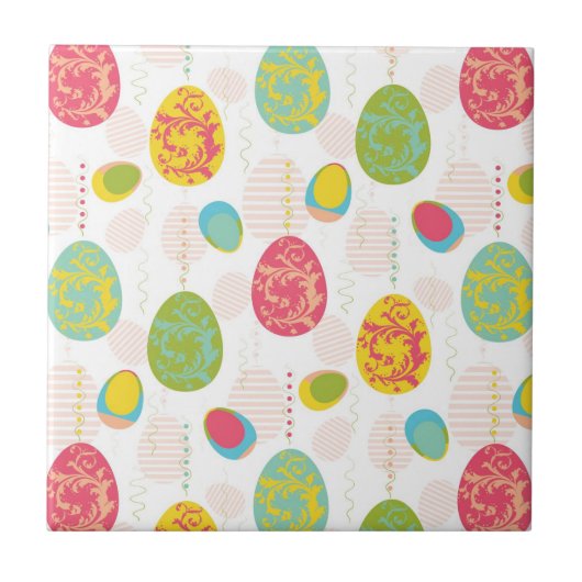 Bunte Ostereier Muster Fliese (Vorderseite)