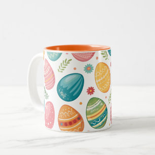 Bunte Ostereier-Muster Zweifarbige Tasse