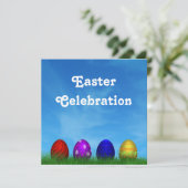 Bunte Ostereier | Ostereierjagd Einladung (Stehend Vorderseite)