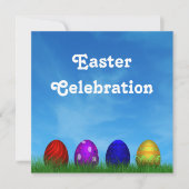 Bunte Ostereier | Ostereierjagd Einladung (Vorderseite)